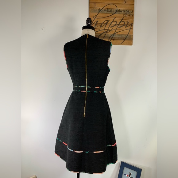 Kate Spade New York Womens Black Cotton Blend Blossom Trim Tweed Dress Size 6 - Picture 3 of 10